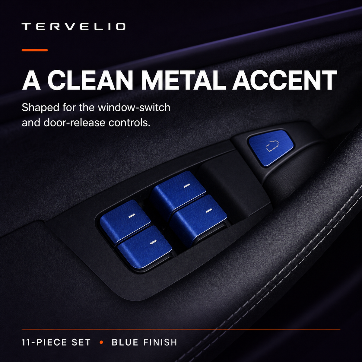 Door Window Switch Trim Set for Refreshed Tesla Model 3/Y — Aluminum alloy construction