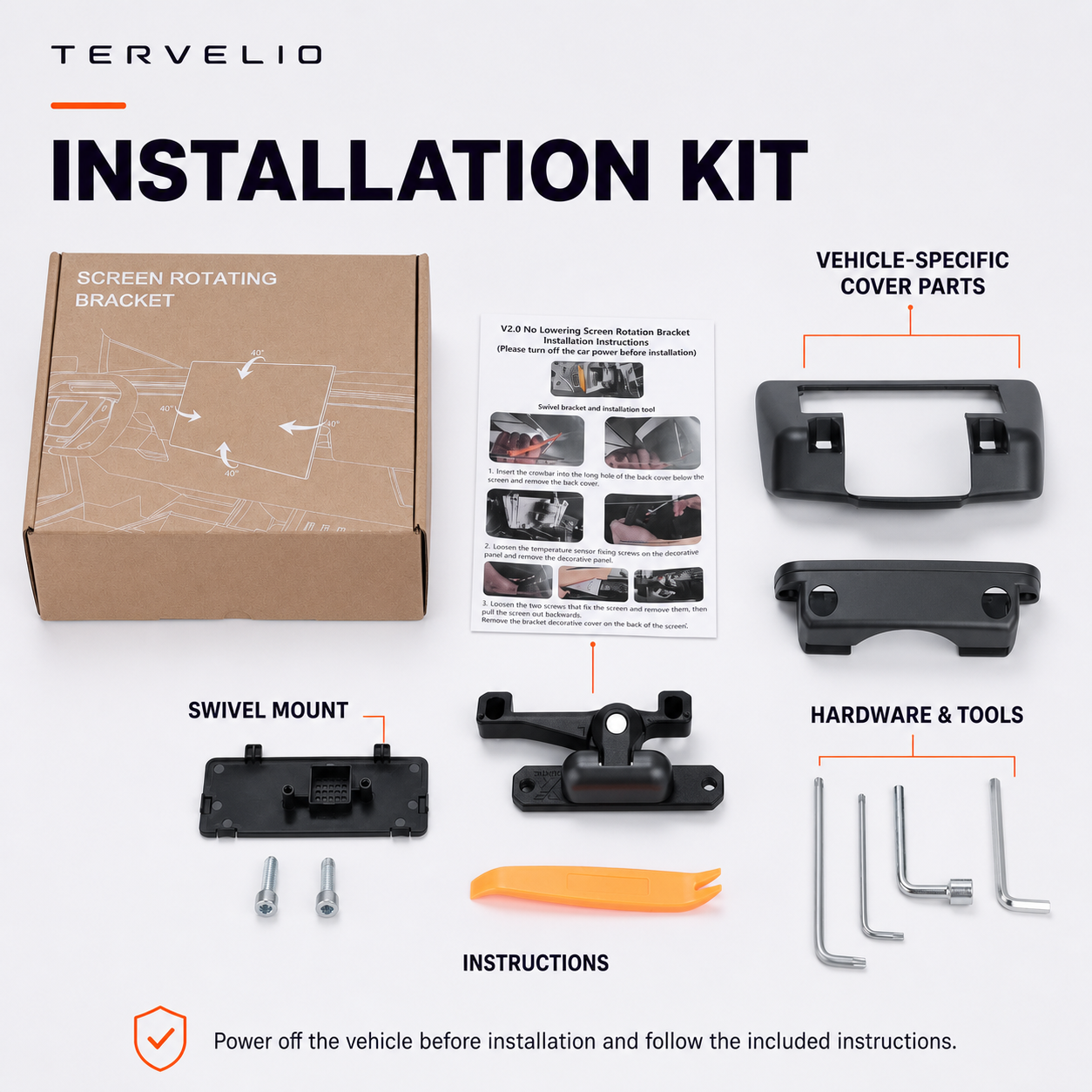 Rotating Center Display Mount for Tesla Model 3/Y and Cybertruck installation reference