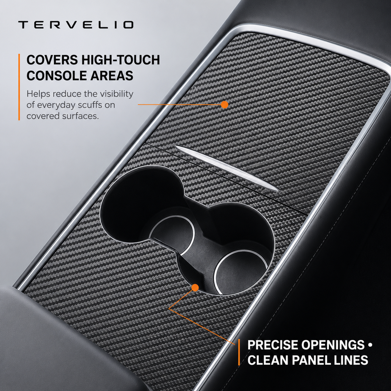 Carbon Fiber Center Console Panel Cover for Tesla Model 3/Y — Carbon-fiber appearance