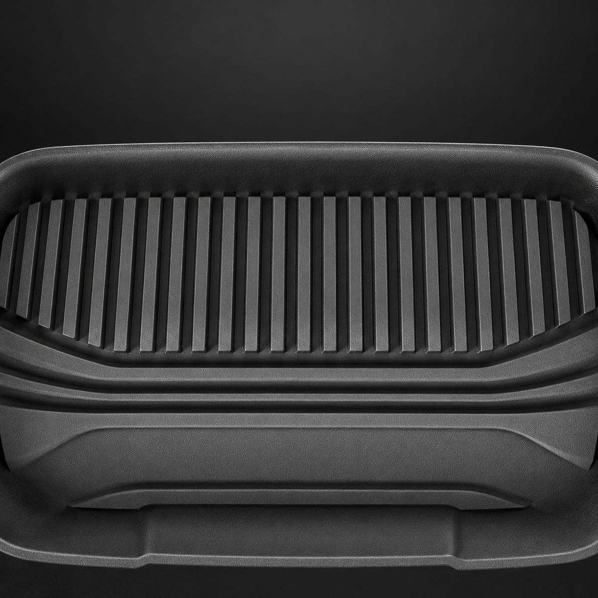 shaped channel detail — black TPE front-trunk mat for refreshed Model Y; AI-assisted supplier reference