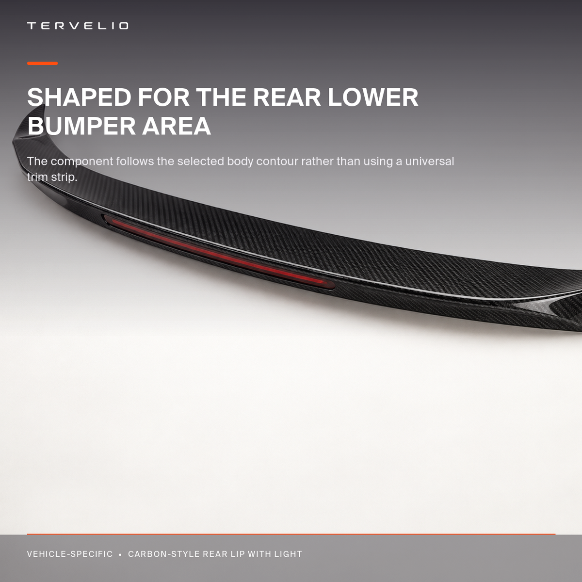 Carbon-Style Rear Lip with Light contour, joint and surface-finish detail