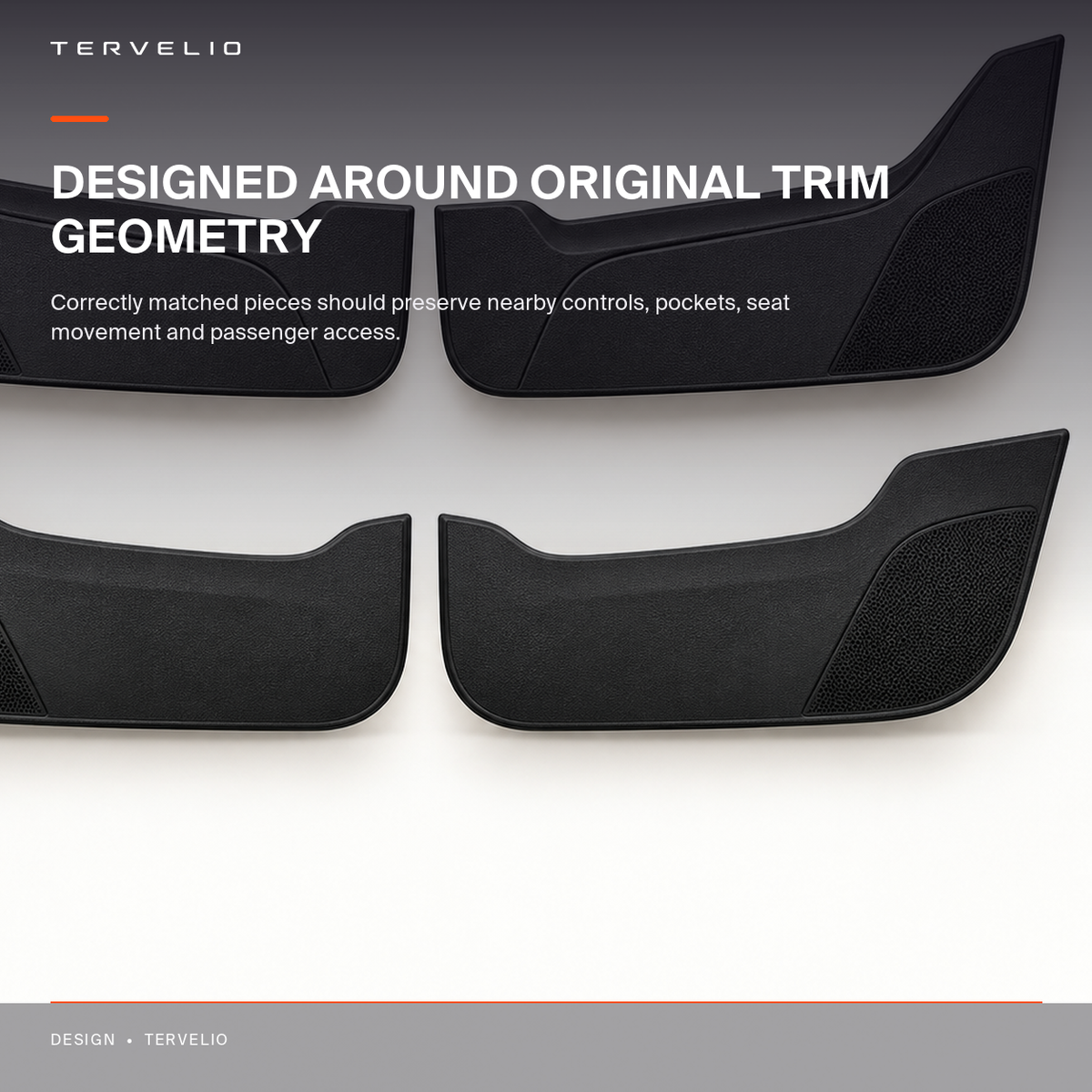 Door Kick Protector Set for Tesla Model Y covering a common high-contact cabin area