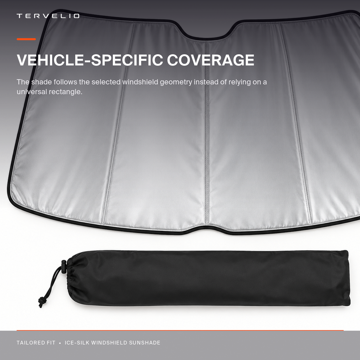 Ice-Silk Windshield Sunshade for Tesla Model Y edge, panel and material detail