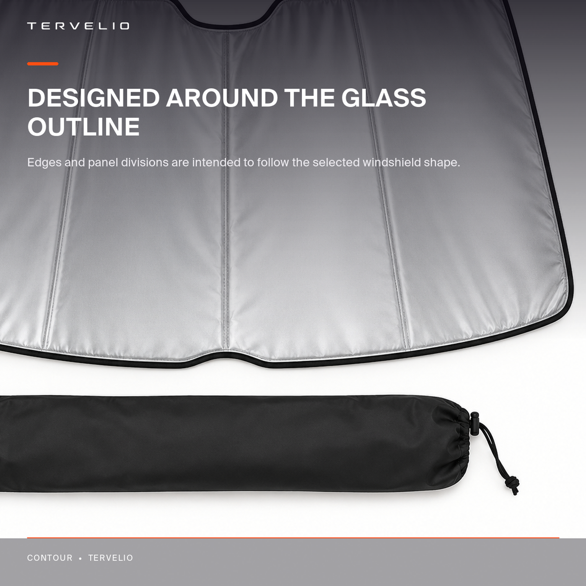 Ice-Silk Windshield Sunshade for Tesla Model Y shown folded or prepared for storage