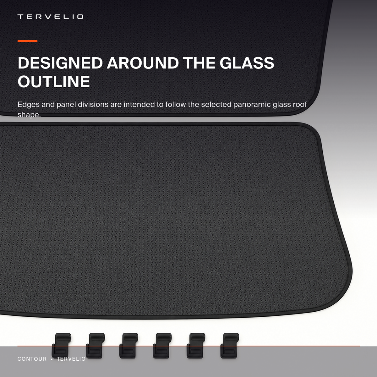 Laser-Finish Roof Sunshade for Tesla Model Y shown folded or prepared for storage