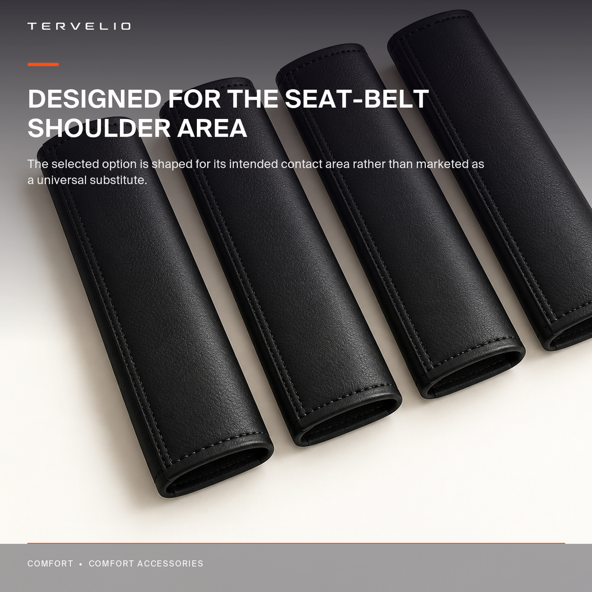 Leather Seat Belt Shoulder Pad Set construction, edge and material detail