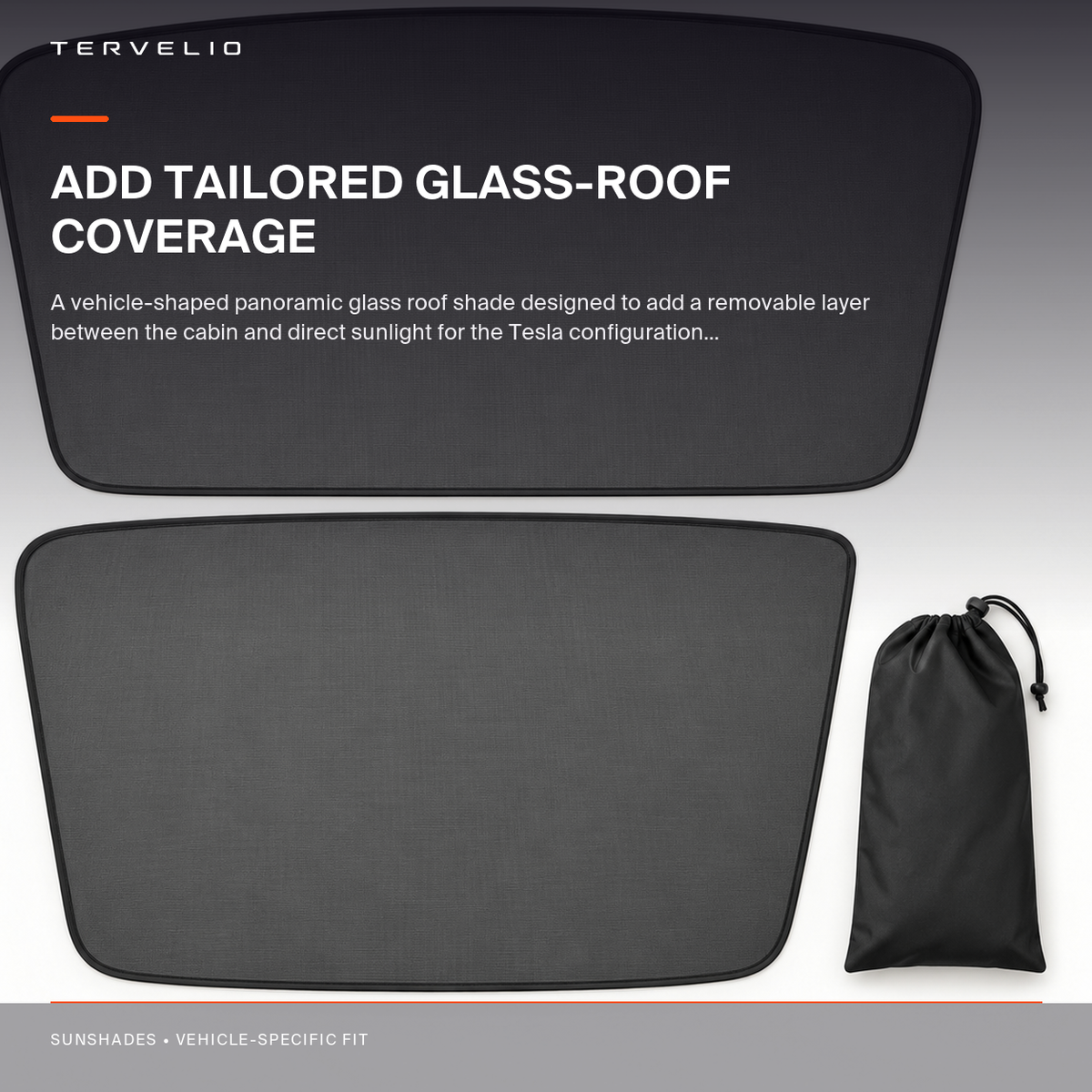Panoramic Roof Sunshade for Tesla Model 3 / Model Y installed across the selected vehicle panoramic glass roof