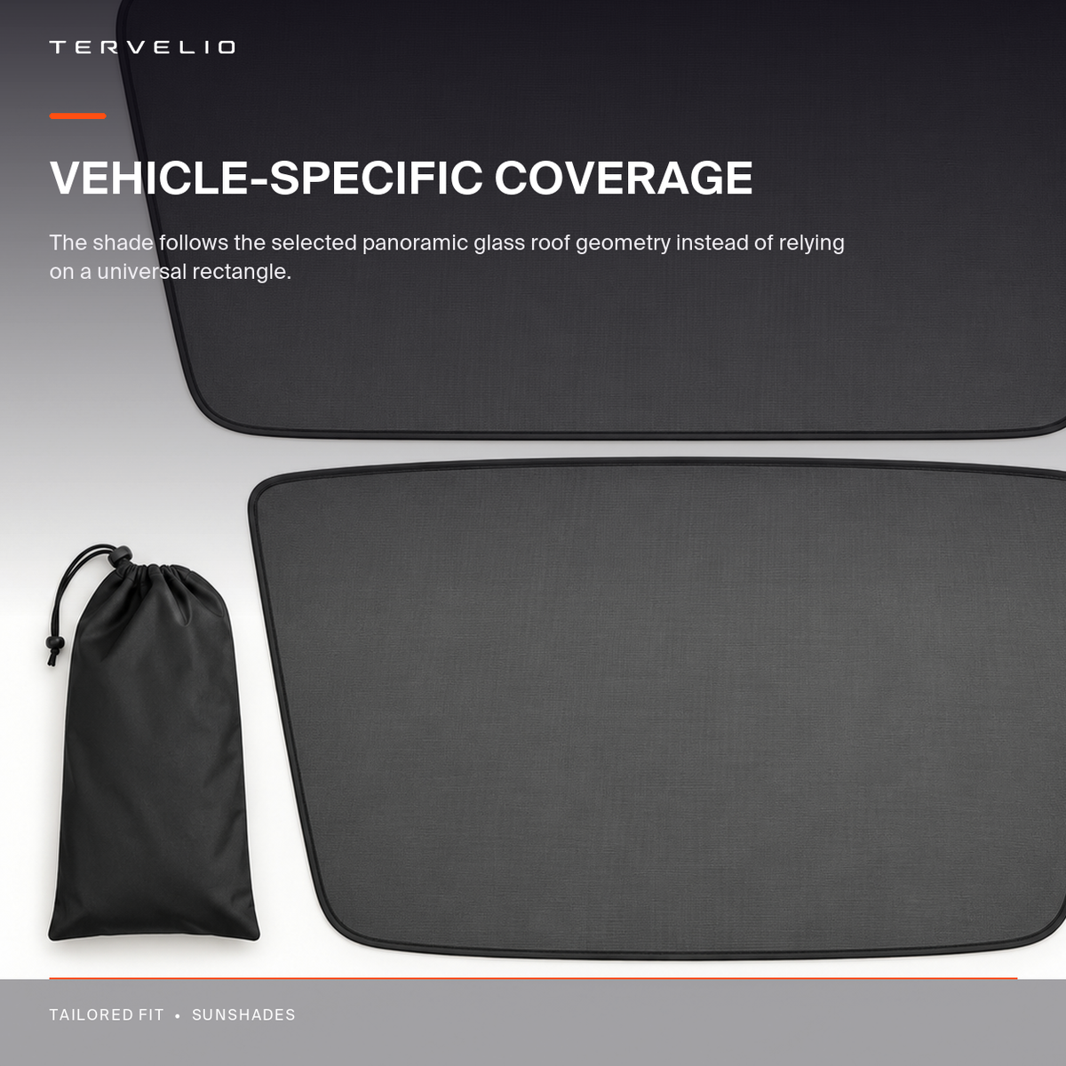 Panoramic Roof Sunshade for Tesla Model 3 / Model Y edge, panel and material detail