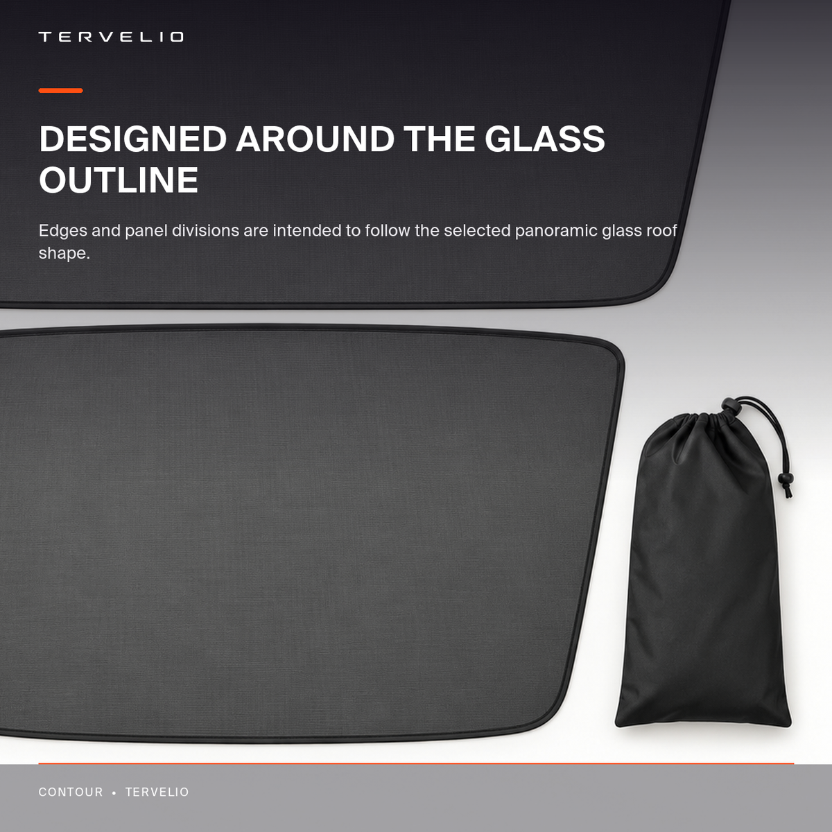 Panoramic Roof Sunshade for Tesla Model 3 / Model Y shown folded or prepared for storage