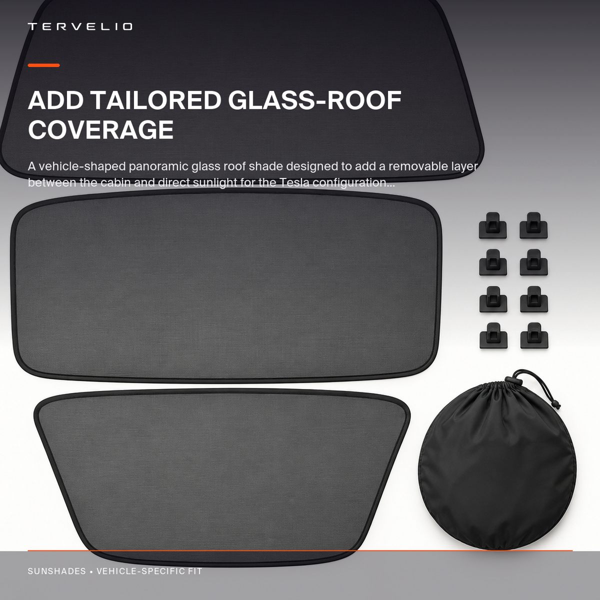 Panoramic Roof Sunshade Set for Tesla Model 3 / Model Y installed across the selected vehicle panoramic glass roof