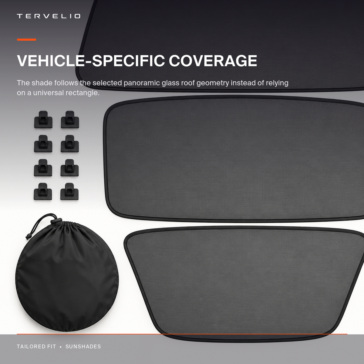 Panoramic Roof Sunshade Set for Tesla Model 3 / Model Y edge, panel and material detail