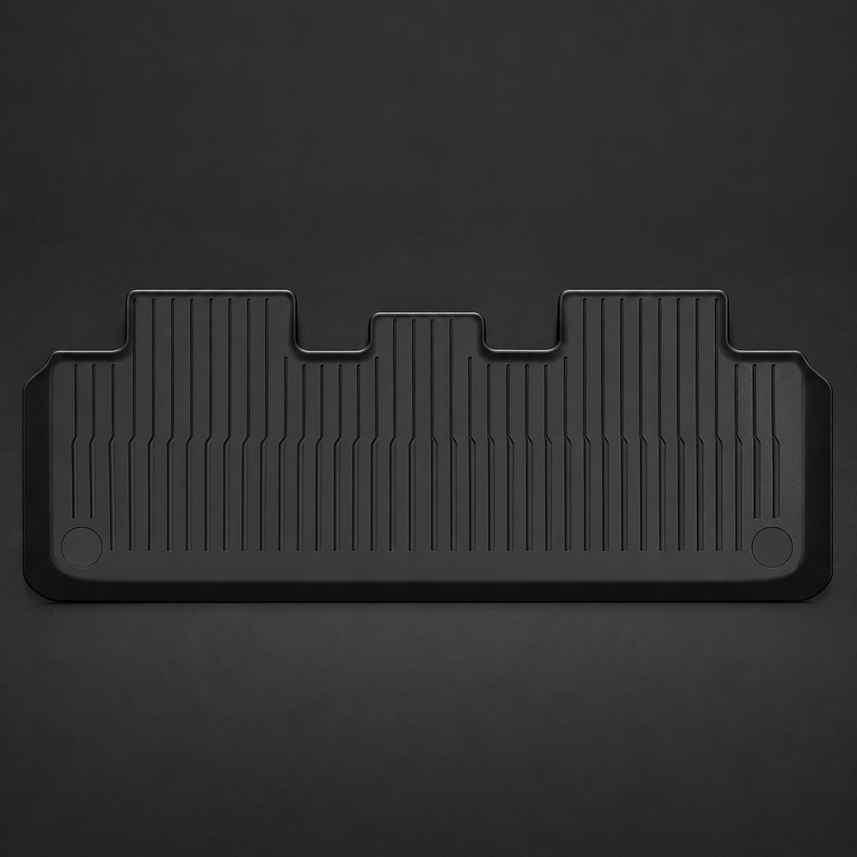 Black TPE floor mat rear piece for Tesla Model Y; detached product reference.