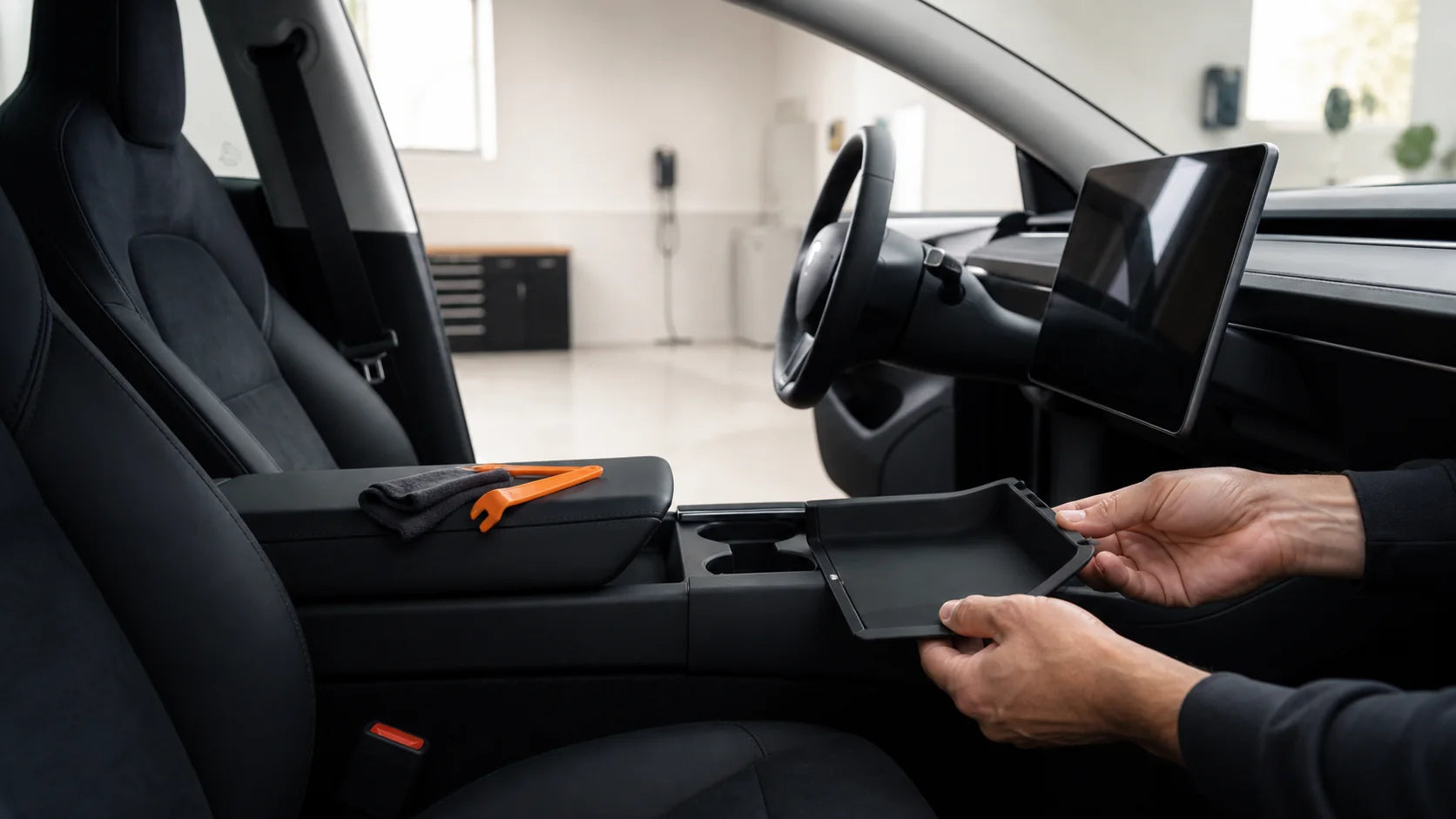 TERVELIO accessory being fit-checked on a Tesla
