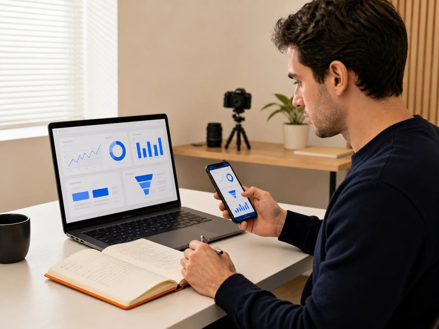 Automotive creator reviewing affiliate performance reporting