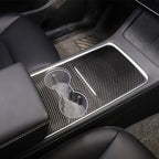 Carbon-style center console trim surrounding the two cup holders