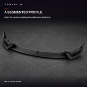Inside profile of the assembled front splitter with shaped ends and a center join