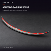 Inside mounting side of the curved rear spoiler with red adhesive release liner