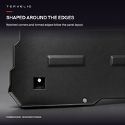 Notched lower edge and recessed mounting opening of the steel front motor guard