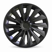 TERVELIO matte-black multi-spoke 18-inch wheel cover isolated on white, shown as one representative cover from the four-piece set.