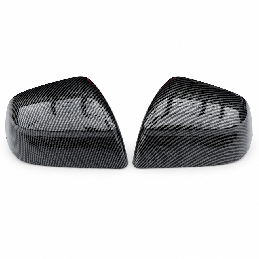 TERVELIO carbon-style side-mirror cover pair isolated on a white background.