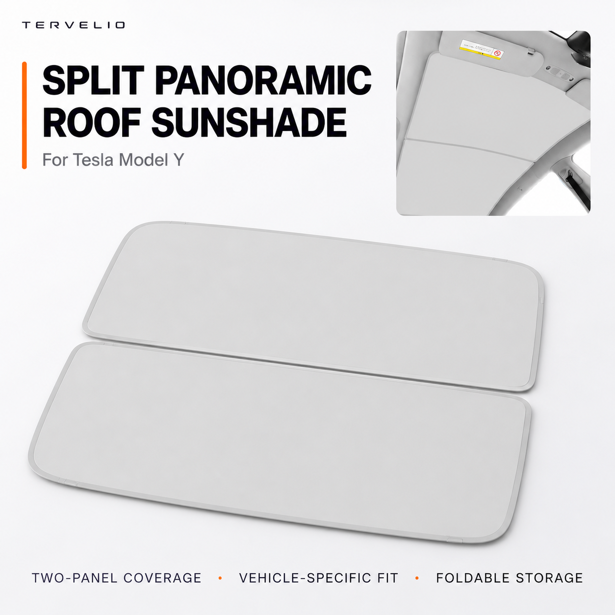 Split Panoramic Glass Roof Sunshade for Tesla Model Y — product image 1
