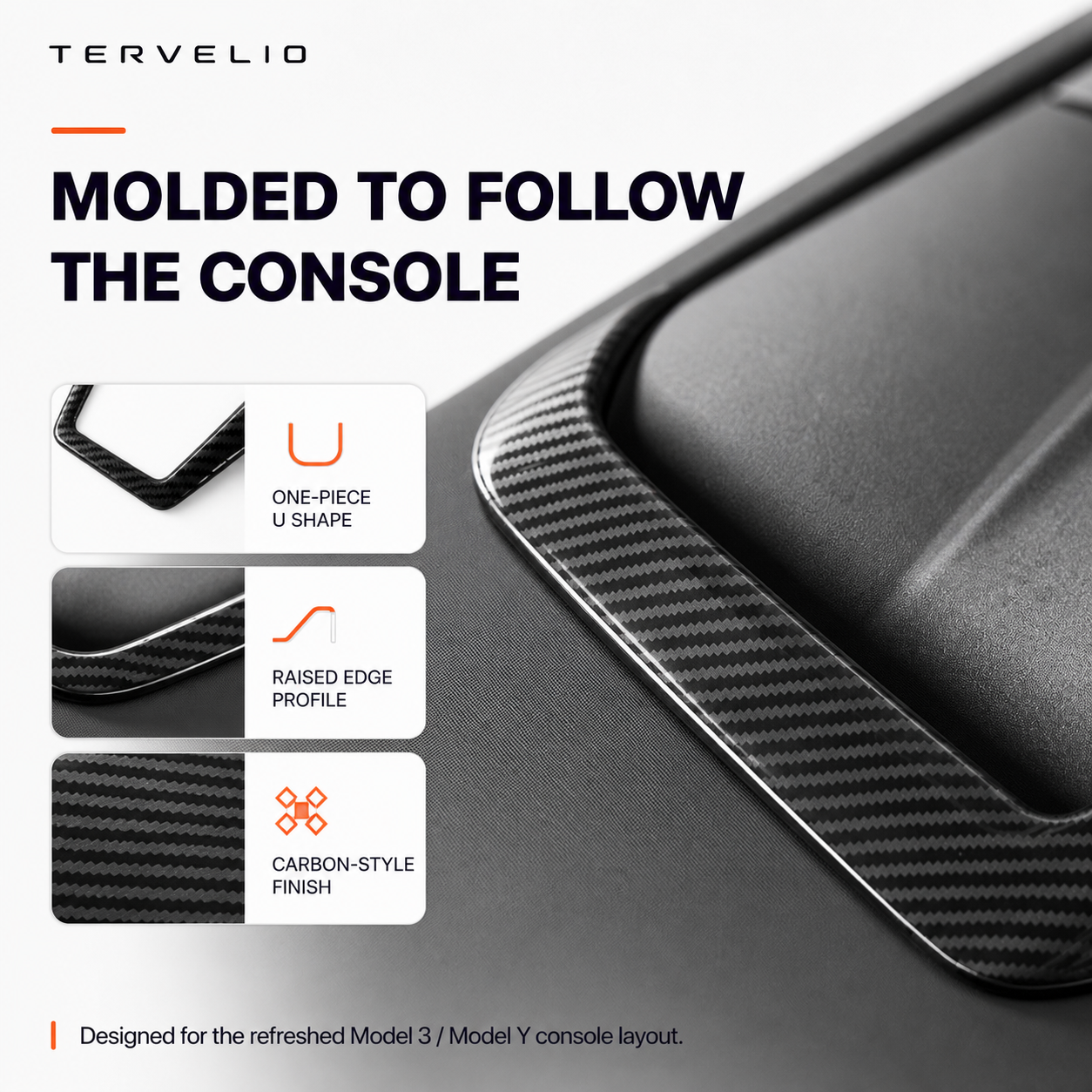 Wireless Charging U-Shape Trim for Refreshed Tesla Model 3/Y — Helps protect against scuffs