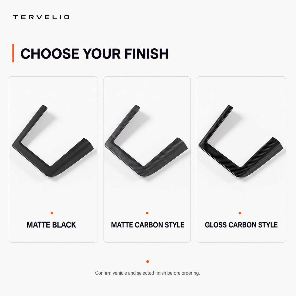 Wireless Charging U-Shape Trim for Refreshed Tesla Model 3/Y — Multiple carbon-style finishes