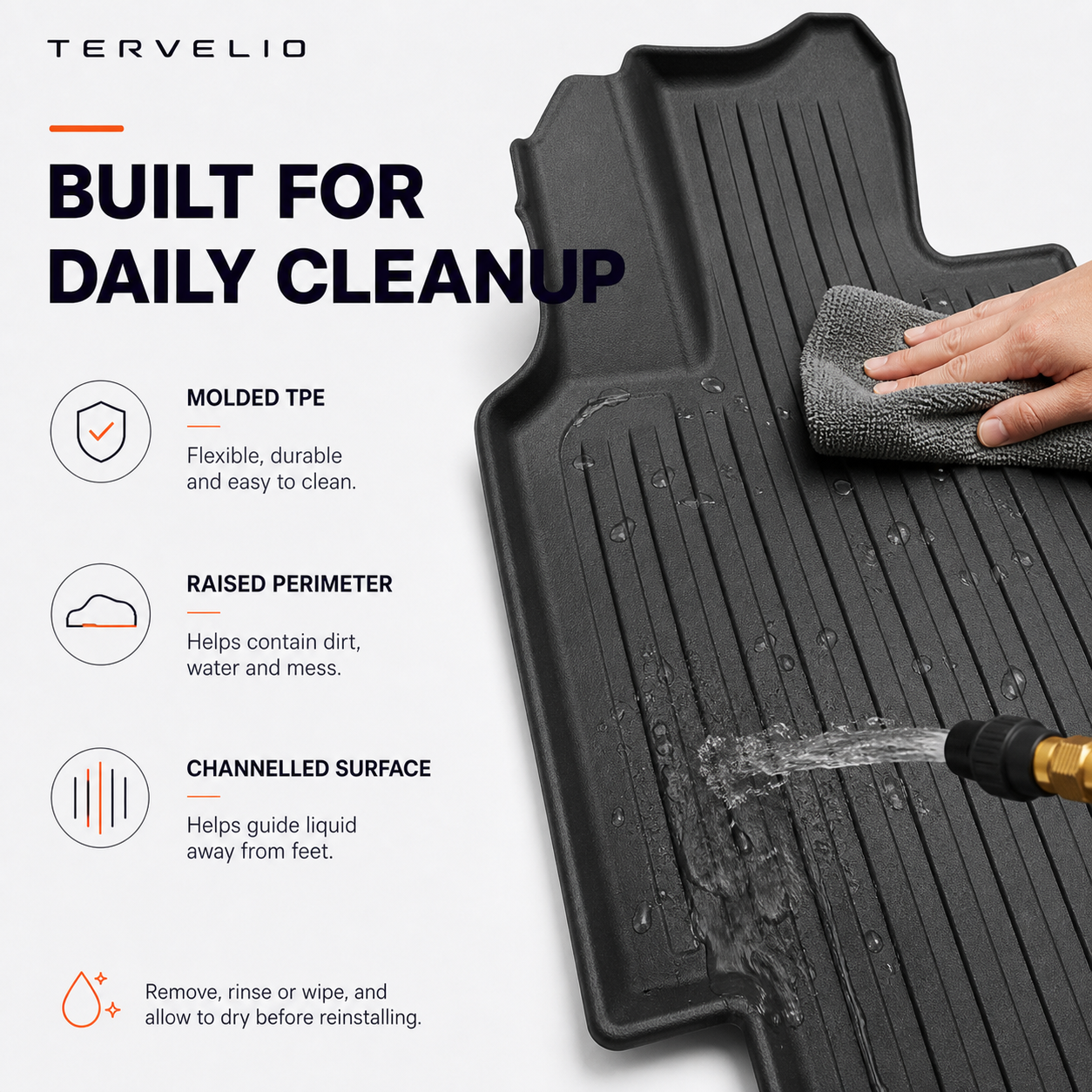 TPE Floor and Cargo Mats for Tesla Cybertruck — One-piece molded construction