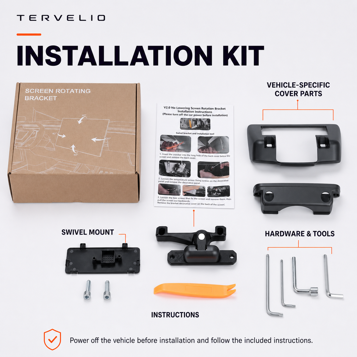 Rotating Center Display Mount for Tesla Model 3/Y and Cybertruck installation reference