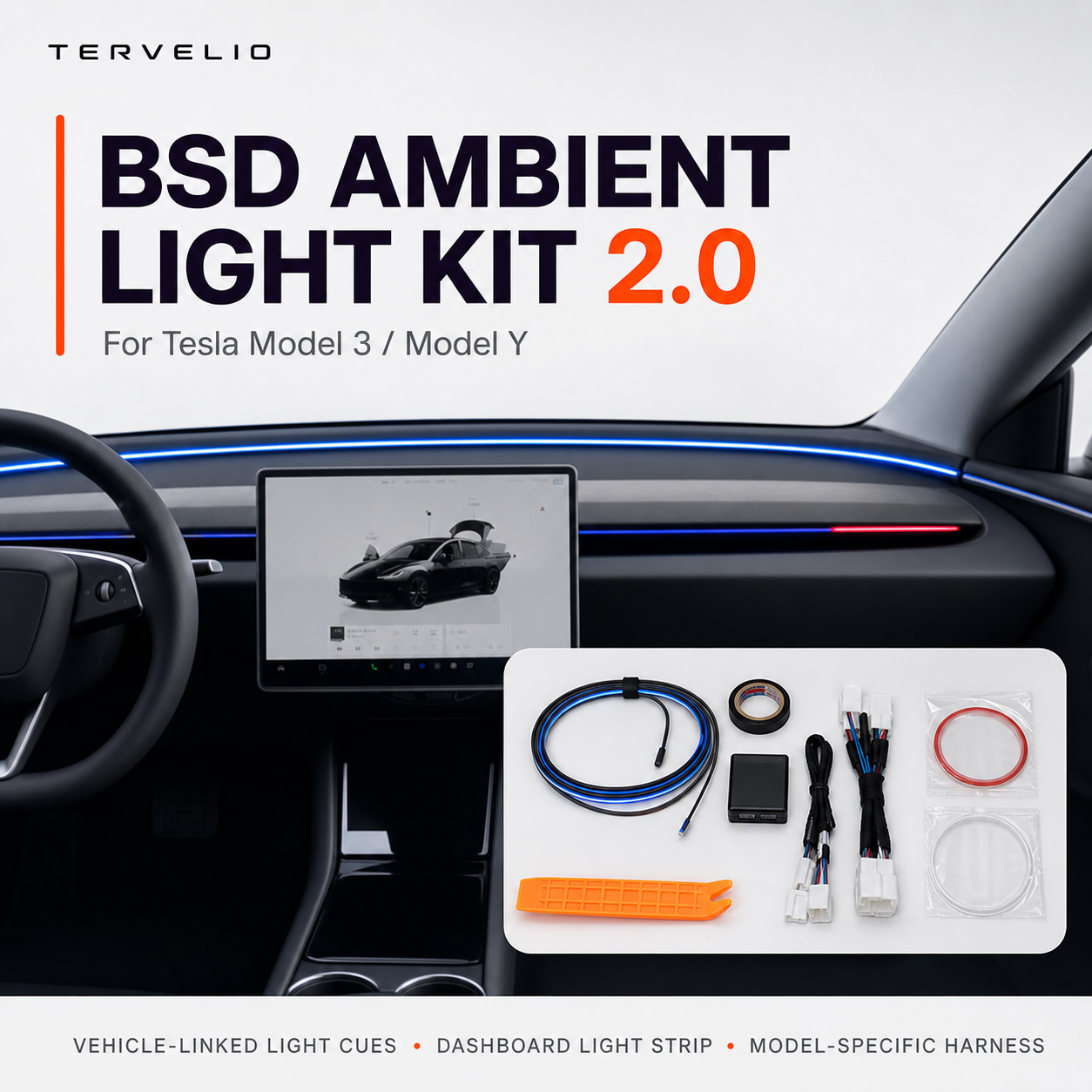 BSD Blind Spot Monitoring Ambient Light Kit for Tesla Model 3/Y — product image 1