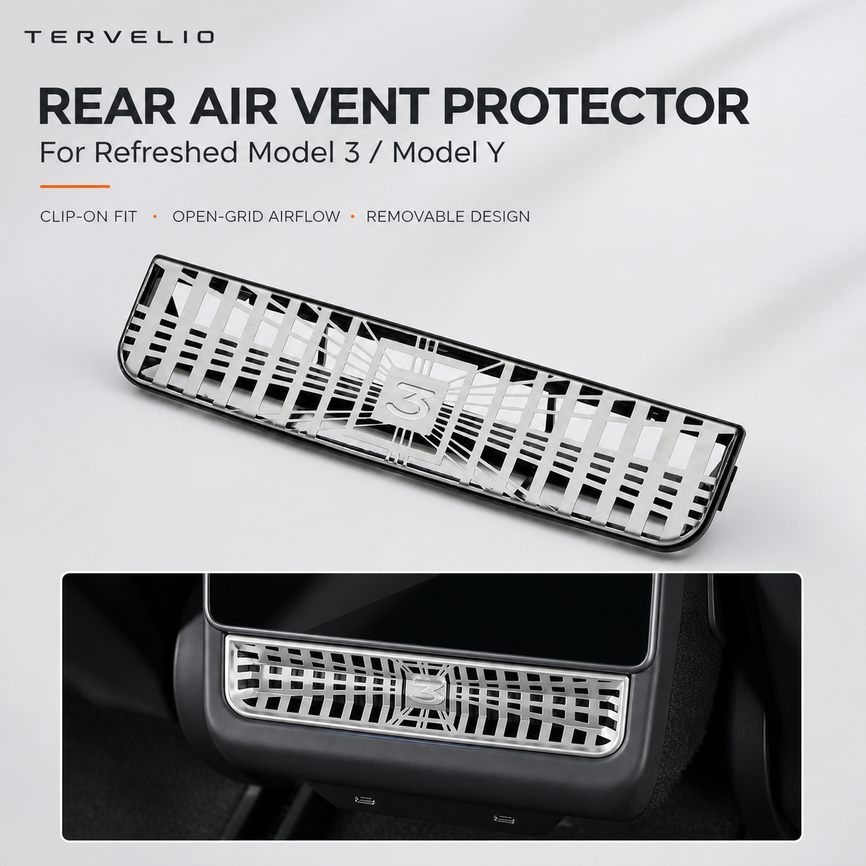 Rear Air Vent Protector for Refreshed Tesla Model 3/Y — product image 1