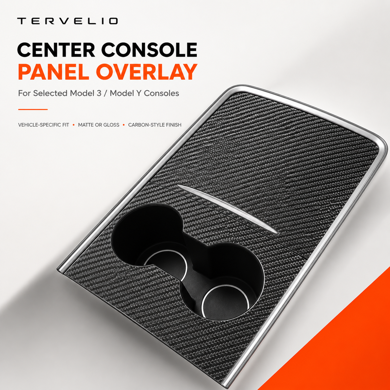 Carbon Fiber Center Console Panel Cover for Tesla Model 3/Y — product image 1