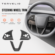 Carbon Fiber Steering Wheel Trim for Refreshed Tesla Model 3/Y — product image 1