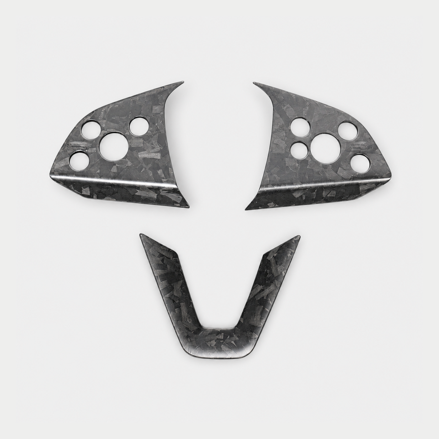 Carbon Fiber Steering Wheel Trim for Refreshed Tesla Model 3/Y — clean product view