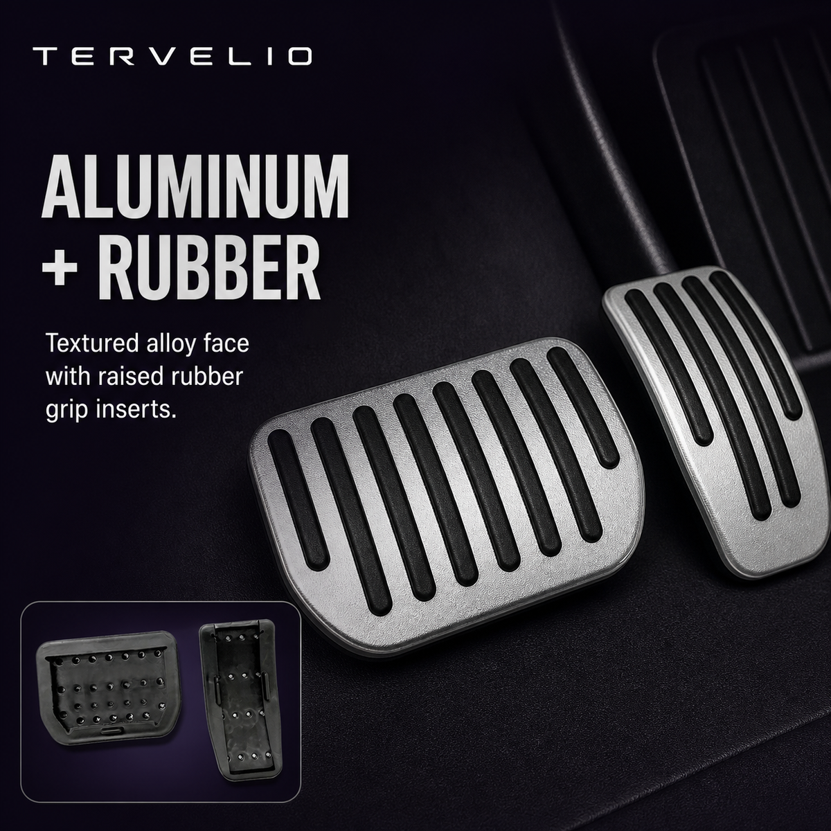 Non-Slip Brake and Accelerator Pedal Covers for Tesla Model 3/Y — Aluminum alloy appearance