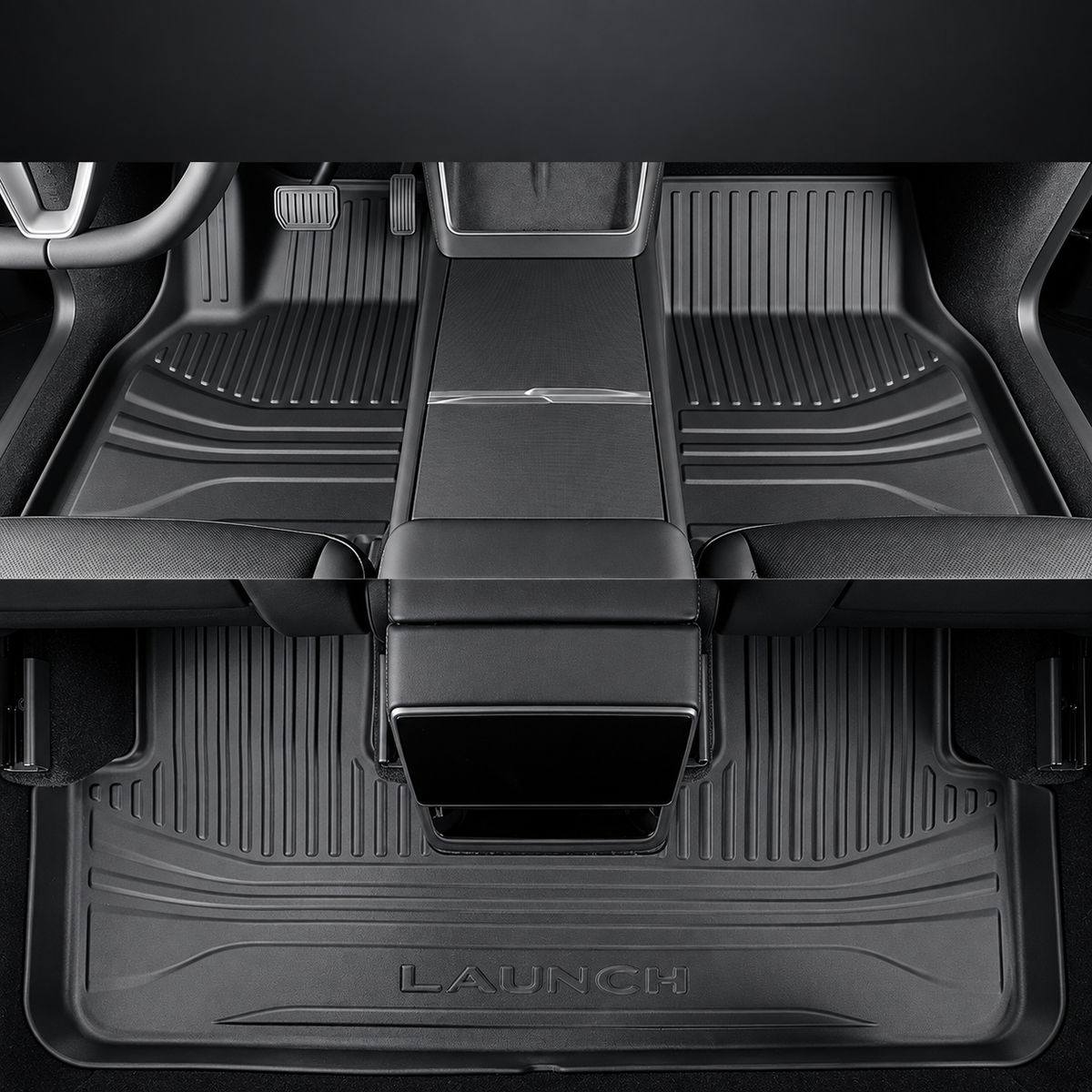front and rear coverage — black single-layer TPE cabin floor-mat set for refreshed Model Y; AI-assisted supplier reference