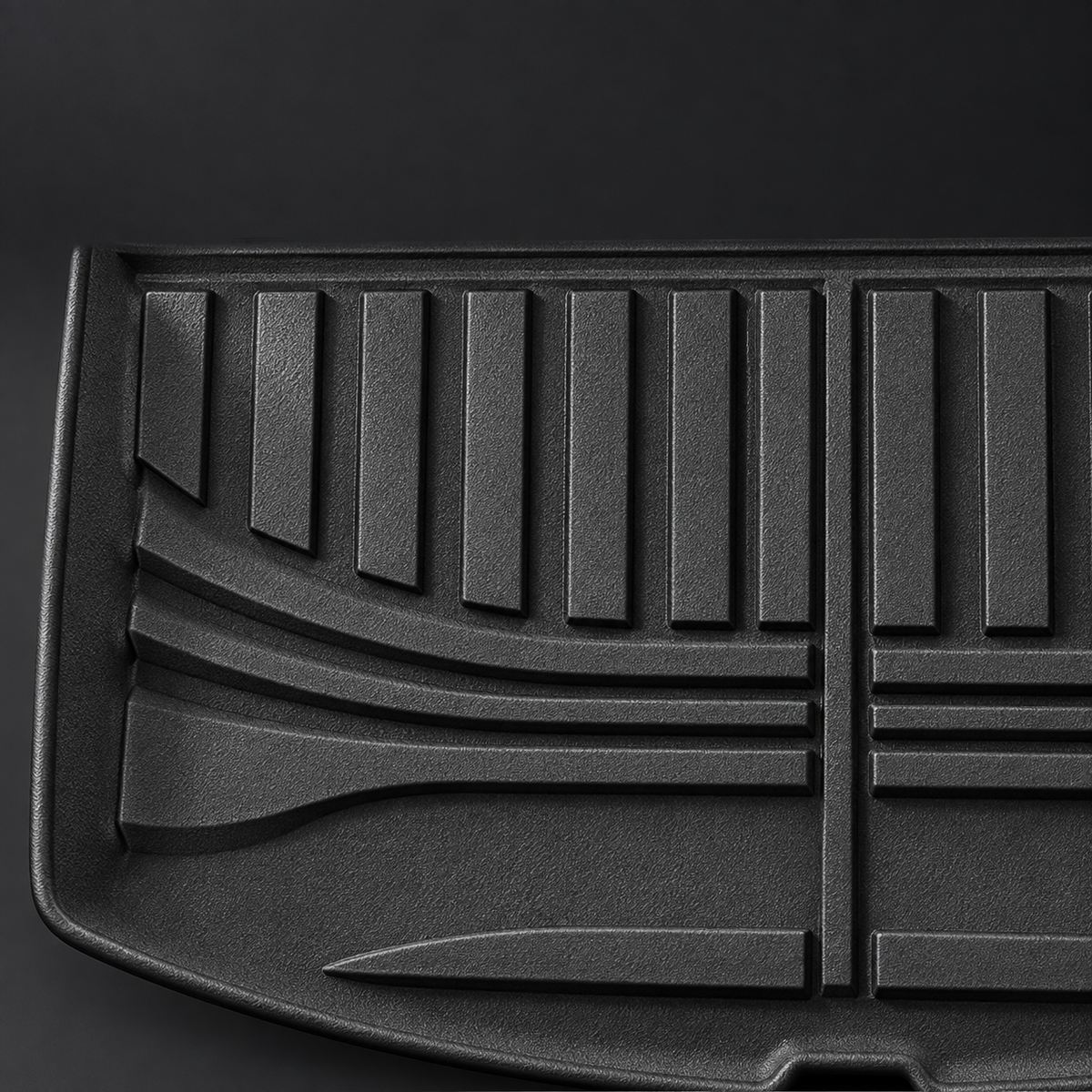 channels in the surface — black TPE rear cargo mat for refreshed Model Y; AI-assisted supplier reference