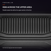 ribs across the upper area — black TPE front-trunk mat for refreshed Model Y; AI-assisted supplier reference