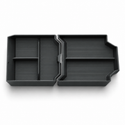Cybertruck lower-console organizer and mat, normal open-compartment configuration on white