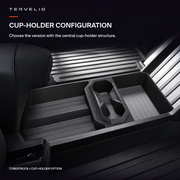 Cup-holder configuration installed in the Cybertruck lower-console space