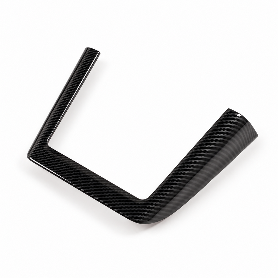 Gloss carbon-pattern U-shaped charging-area trim on a white background.