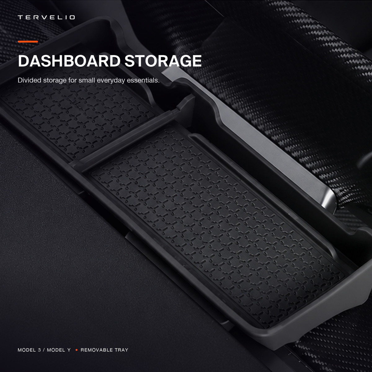 Black and white dashboard organizer configuration overview
