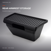 TERVELIO black rear armrest storage box for the refreshed Tesla Model Y.