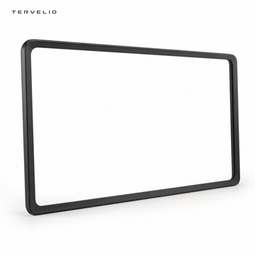 TERVELIO Black Display Protection Frame for Tesla Model 3 / Model Y on a clean neutral background