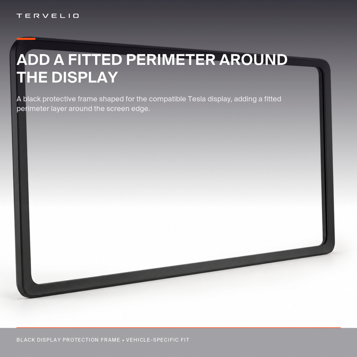 Black Display Protection Frame for Tesla Model 3 / Model Y installed on the compatible Tesla display