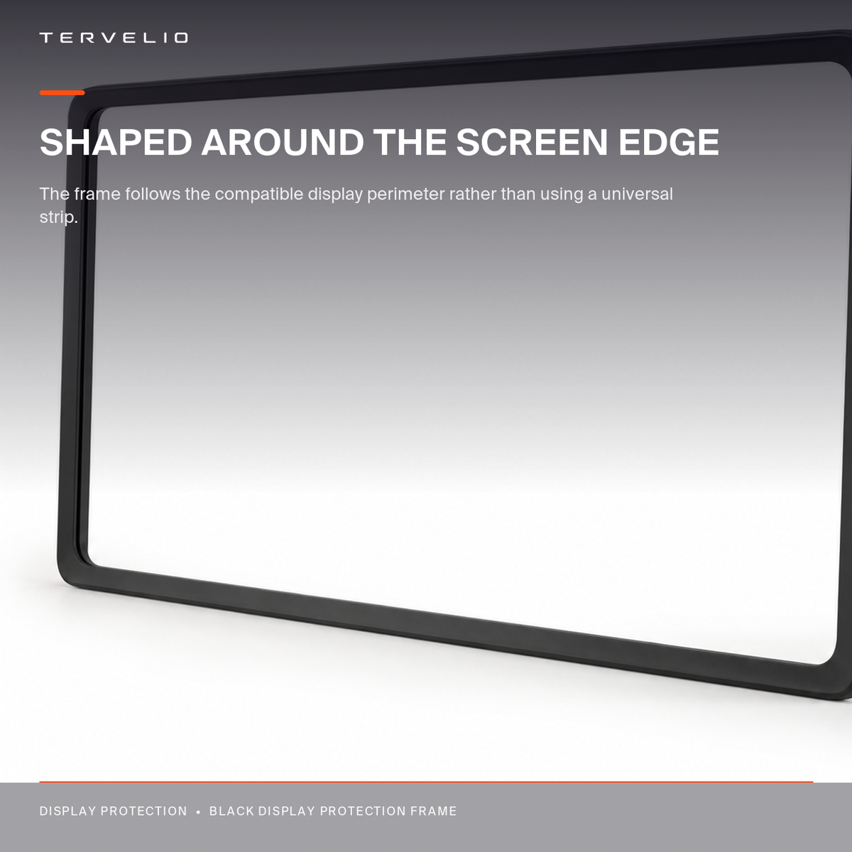 Black Display Protection Frame for Tesla Model 3 / Model Y edge and surface detail