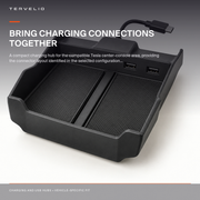 Center Console Charging Hub for 2021–2024 Tesla Models installed in the compatible Tesla center-console area