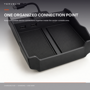 Center Console Charging Hub for 2021–2024 Tesla Models housing and port-detail view