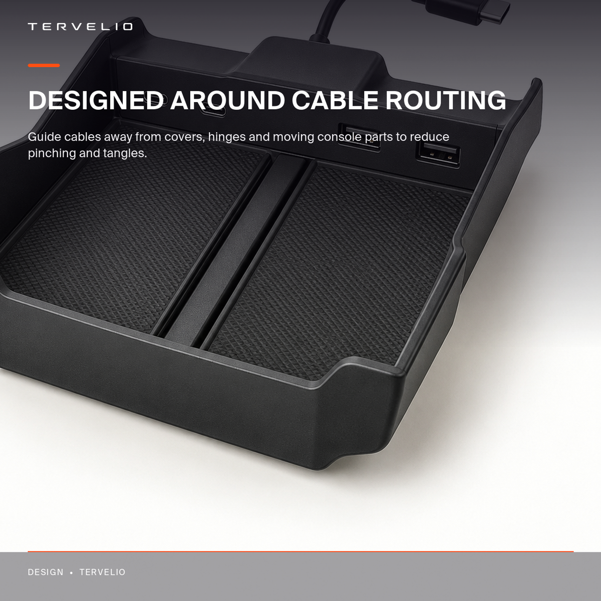 Center Console Charging Hub for 2021–2024 Tesla Models showing the available charging connections