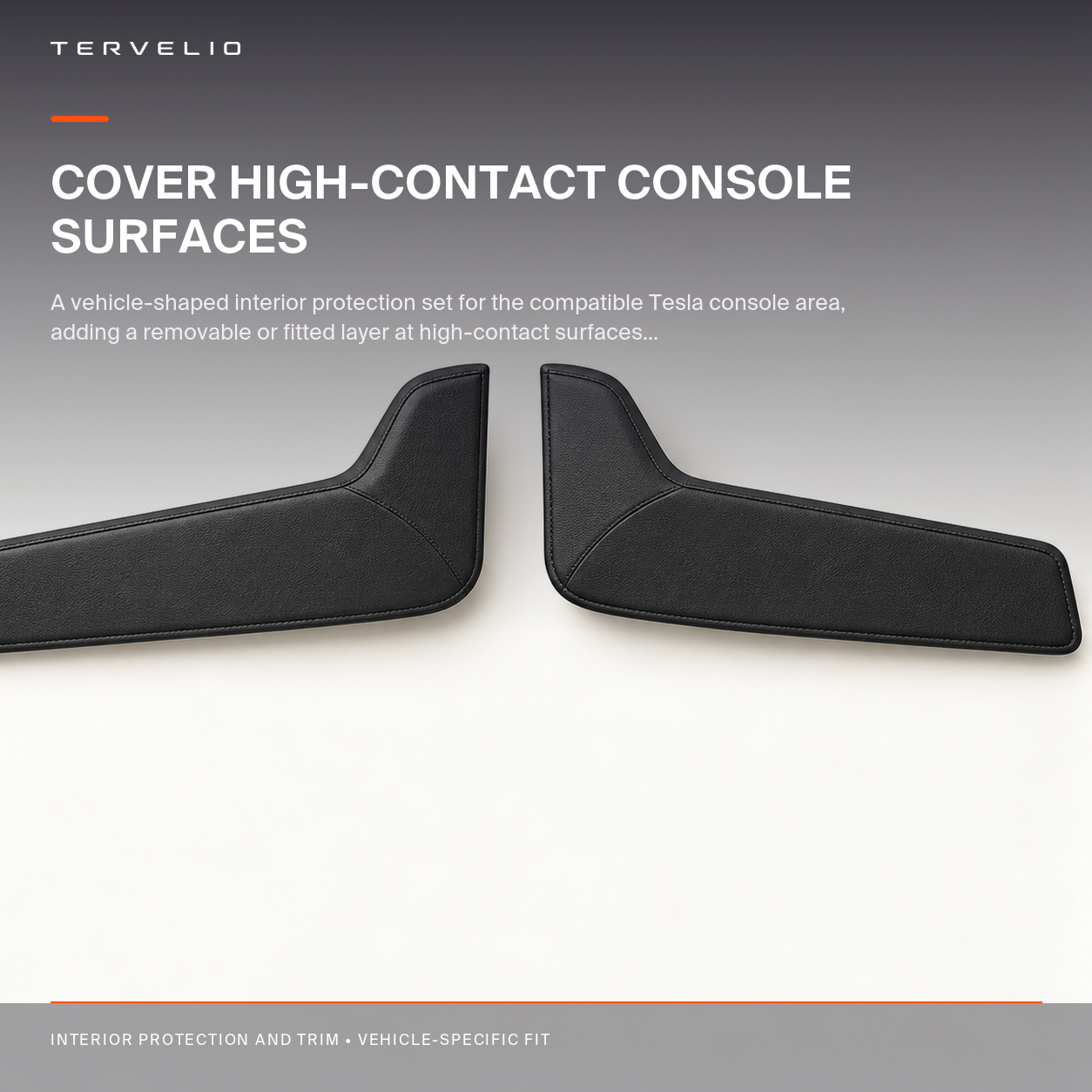 Center Console Side Kick Protectors for Tesla Model 3 / Model Y installed on the compatible Tesla console area